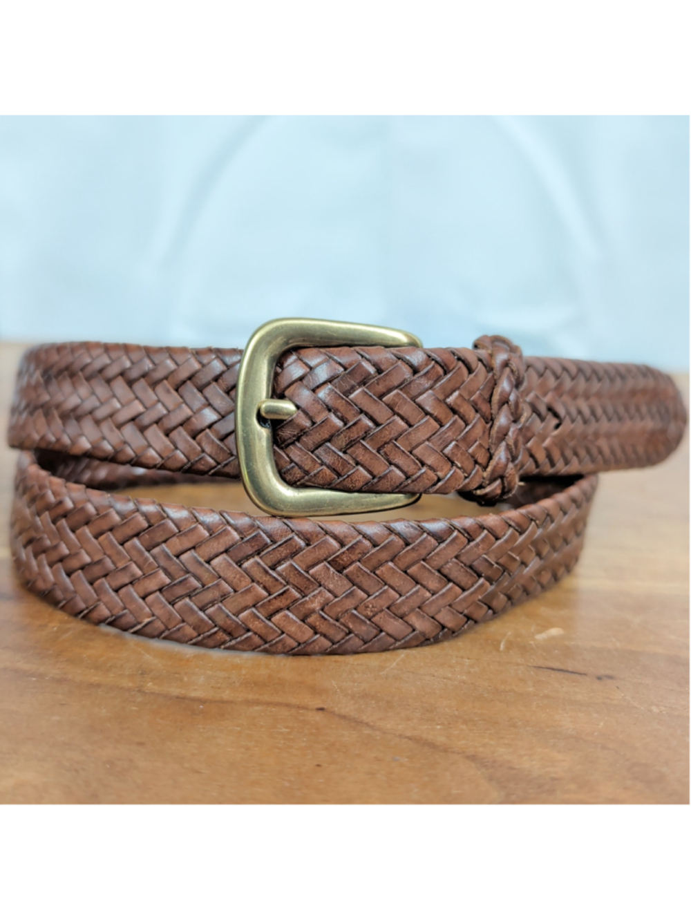 Talbots Woven Brown Leather Belt Medium